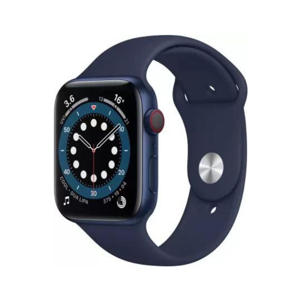 APPLE Watch Series 6 GPS + Cellular M09A3HN/A 44 mm Blue Aluminium Case with Deep Navy Sport Band  (Blue Strap, Regular)