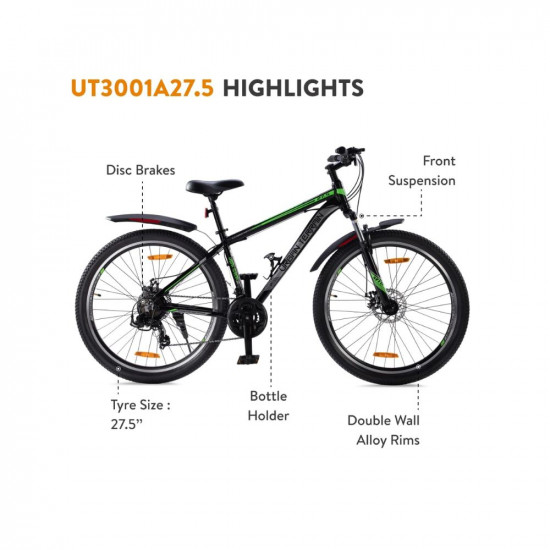 Urban Terrain UT3001A27.5, Alloy MTB 27.5 Mountain Cycle with 21 Shimano Gear with Mudguard Accessories