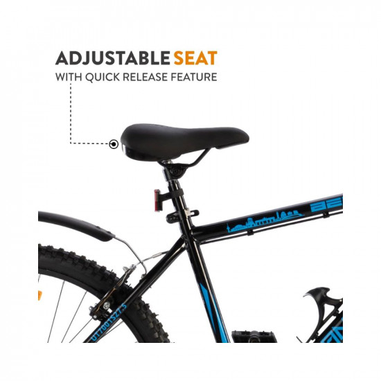 Urban Terrain UT7001S27.5 Berlin City Bike with Complete Accessories, Free Cycling Event & Ride Tracking App by Cultsport (Black - Blue, Ideal for Unisex, Frame: 18 Inches)