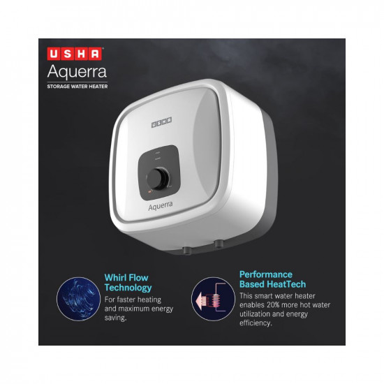 Usha Aquerra 15 Litre 5 Star Storage Water Heater (White), Wall Mounting