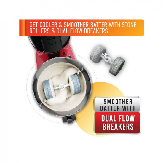 Usha Colossal DLX Wet Grinder 150 W, 2 LTR, 100% Copper Motor and Dual Flow Breakers for Faster