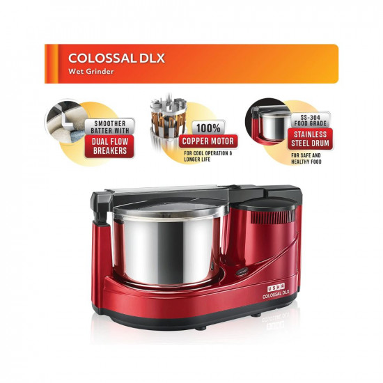 Usha Colossal DLX Wet Grinder 150 W, 2 LTR, 100% Copper Motor and Dual Flow Breakers for Faster
