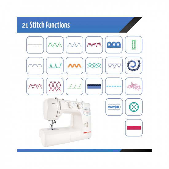 Usha Janome Allure Automatic Zig-Zag Electric Sewing Machine || 13 Built-In-Stitches || 21 Stitch Function (White) with complementary Sewing Lessons in Nine languages