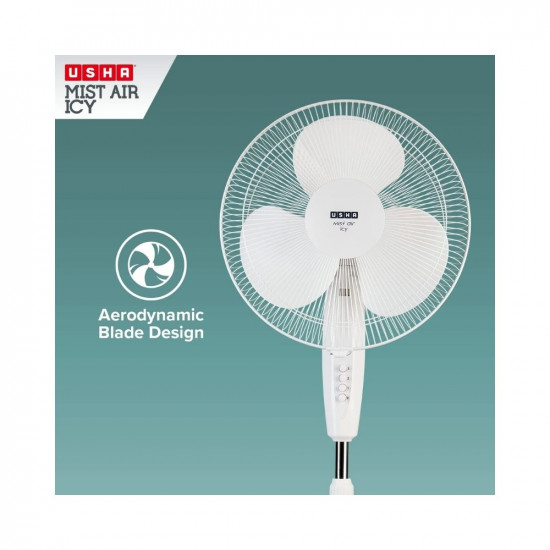 USHA Mist Air ICY 3 Blade 400MM Pedestal Fan White