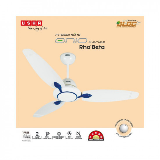 USHA Onio Rho Beta 1200MM BLDC 5 Star Energy Efflicient, Dust & Oil Resistant Ceiling Fan (