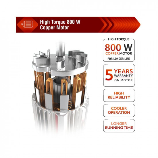 Usha Trienergy+ 800 Watt Powerful 100% Copper Motor 4 Jar Mixer Grinder