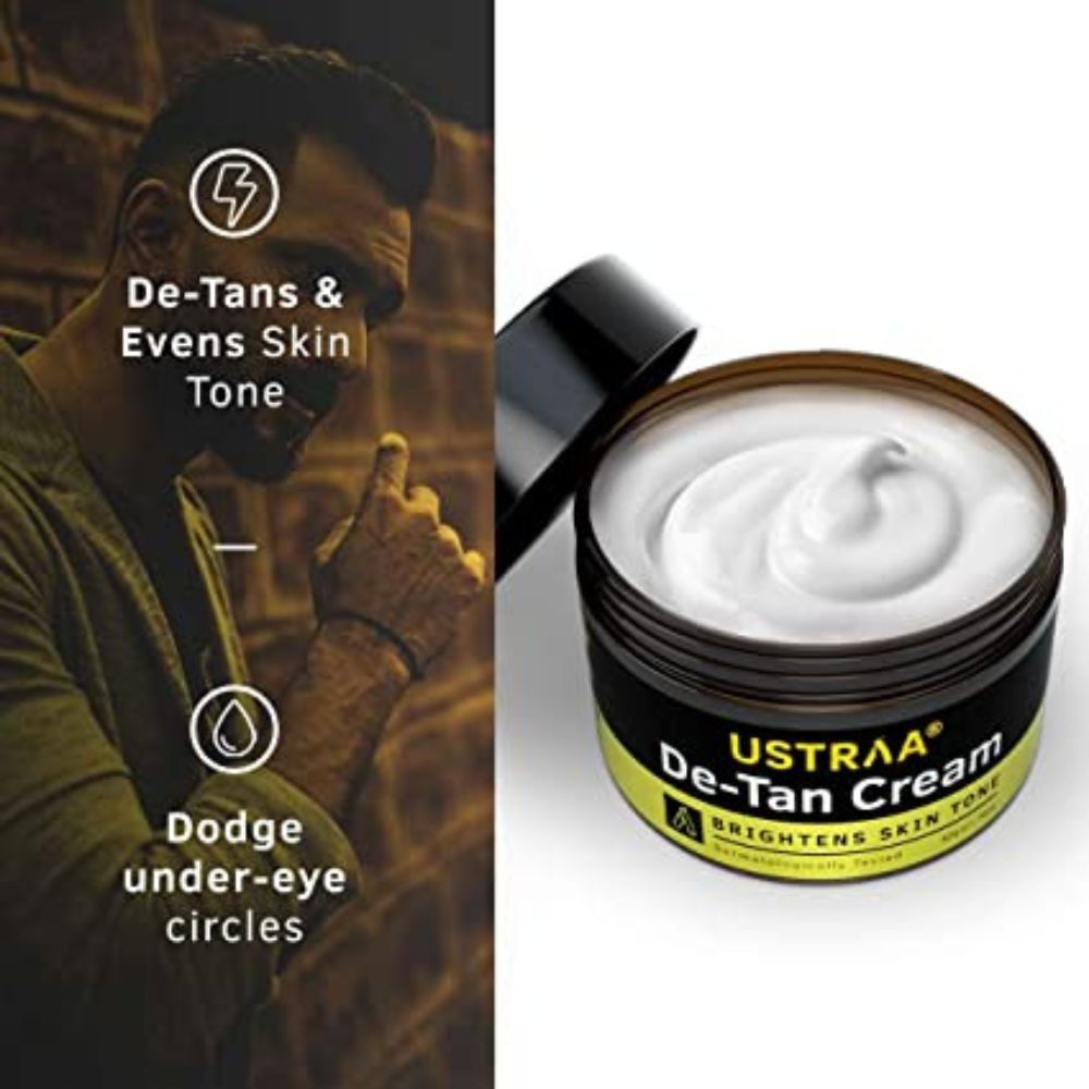 Ustraa De-Tan Cream for Men - 50g (Set of 2) Dermatologically Tested - For Tan removal & Even Skin tone, With Japanese Yuzu & Liquoric, Prevents Dark Spots, Without Bleach, No Harmful Chemicals