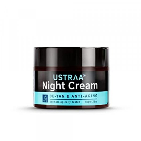 Ustraa Night Cream - De-tan &amp; Anti-aging 50g - Dermatologically Tested - with Niacinamide and Licorie Extract - No Sulphates, No Parabens, No Mineral Oil