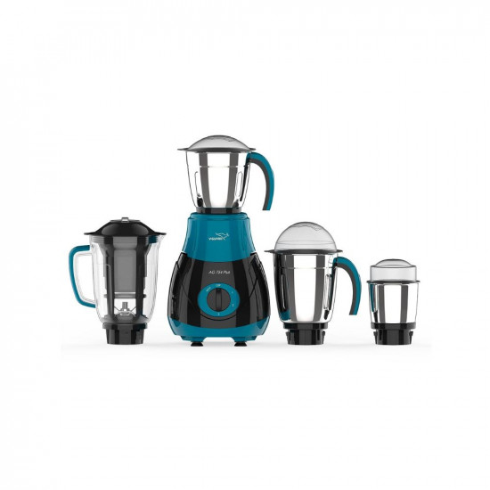V-Guard AG 754 750 Watt Juicer Mixer Grinder, Blue & Black / 4 Jars (3 Stainless Steel Jars + 1 Juicer Jar) / Shock-Proof ABS Body/Stable Anti-Skid Base/Overload Protection