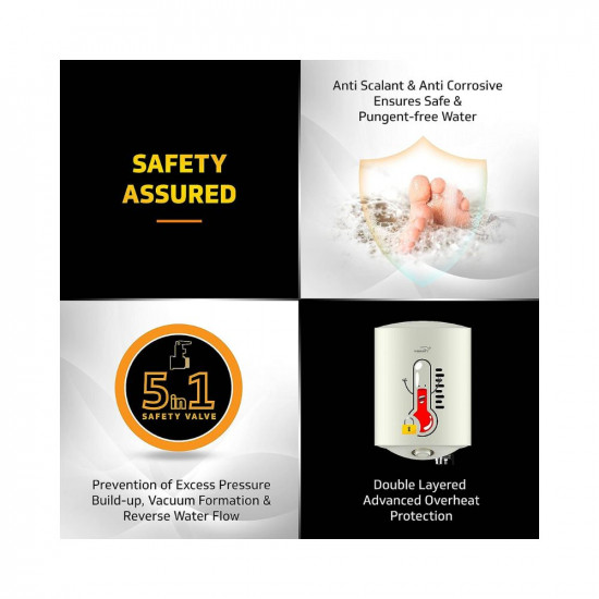 V-Guard Divino Geyser 6 Litre Water Heater with Advanced 4 Level Safety and 5 Star Rating for Higher Energy Savings | 2 Years Warranty | White