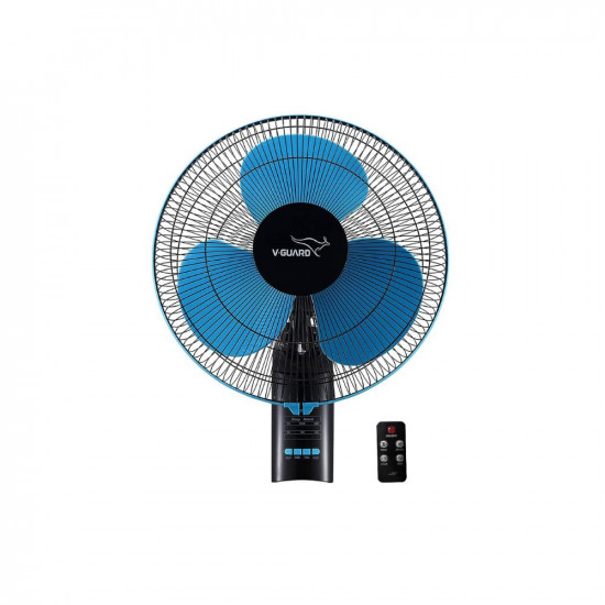 V-Guard Esfera PLUS RW 16 Wall Fan for Home with Remote Control | 3 Speed Controls, Inbuilt Timer | Powerful 100% Copper Motor | Corrossion-Resistant Metal Grill | Sweep 40 cm, Power Consumption: 52W (Blue Black)