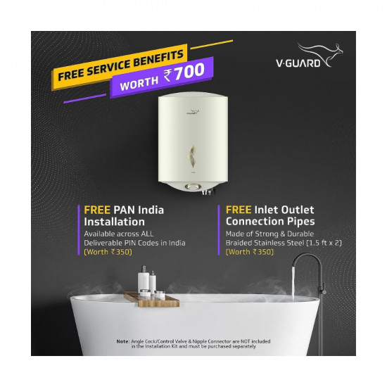 V-Guard Victo 10 Litre Water Heater with Free Installation & Free Connection Pipes (BEE 5 Star Rated), White (10 Litre)
