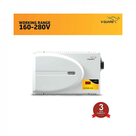 V-Guard VWR 400 Voltage Stabilizer for AC I Up to 1.5 Ton I Working Range: 130V-300V - Grey