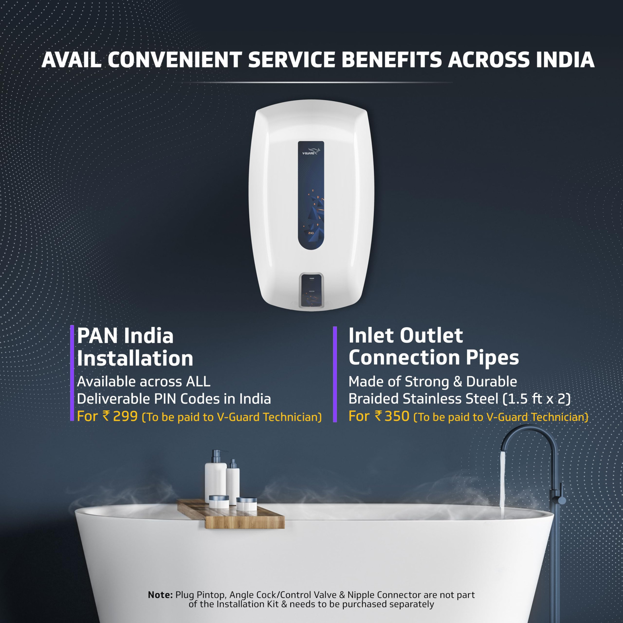 V-Guard Zio Geyser 5 Litre Instant Water Heater  Advanced Multi-Layered Safety  3000 W Powerful Heating  Suitable For Kitchen  Bathroom  5 Year Inner Tank Warranty by V-Guard  White-Blue