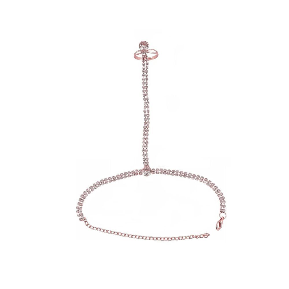 VAMA Hathpan Evileye Finger ring bracelet Chain Hath Phool Hathphool Hathpanja Hathfull for women