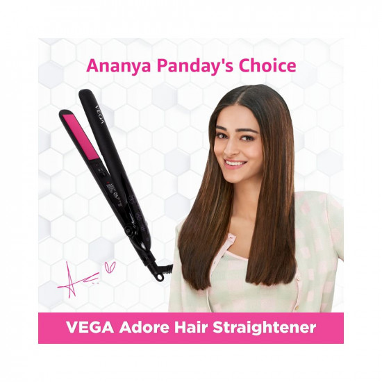 VEGA Adore Hair Straightener with Ceramic Coated Plates & Quick Heat-Up (VHSH-18), Color May Vary, (Made In India)