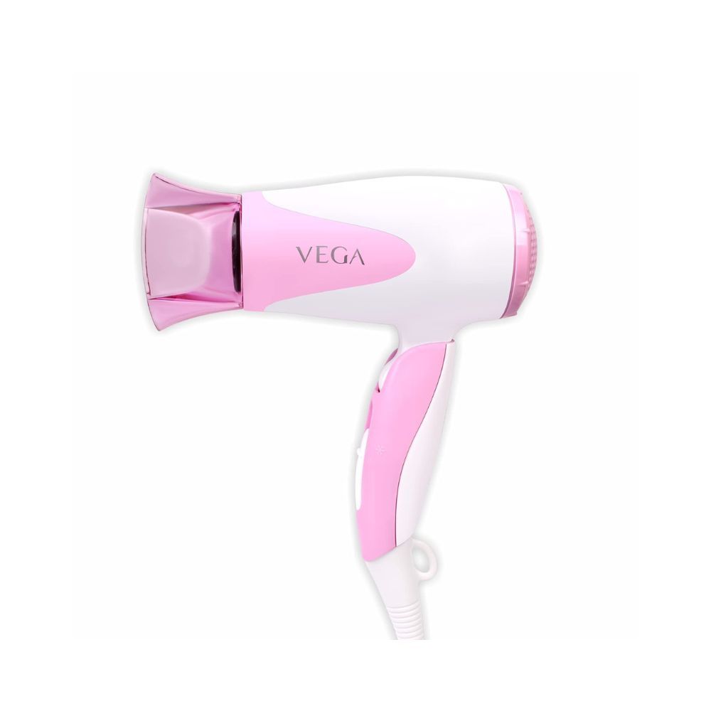 VEGA Blooming Air Foldable 1000 Watts Hair Dryer With Heat & Cool Setting And Detachable Nozzle (VHDH-05), Color May Vary, (Made In India)