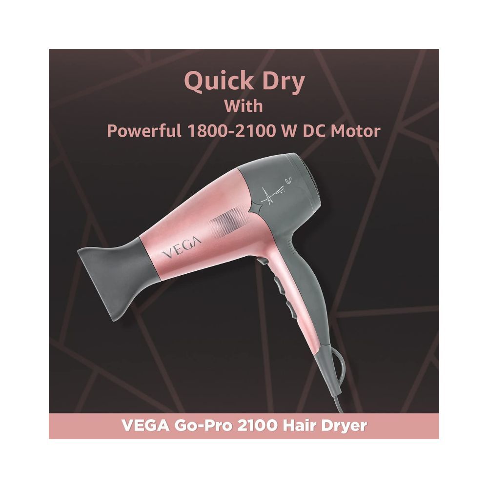 Vega Hair Dryer for Women With Cool Shot Button & 3 Heat Settings, 2100W Blow Dryer, (VHDH-25)