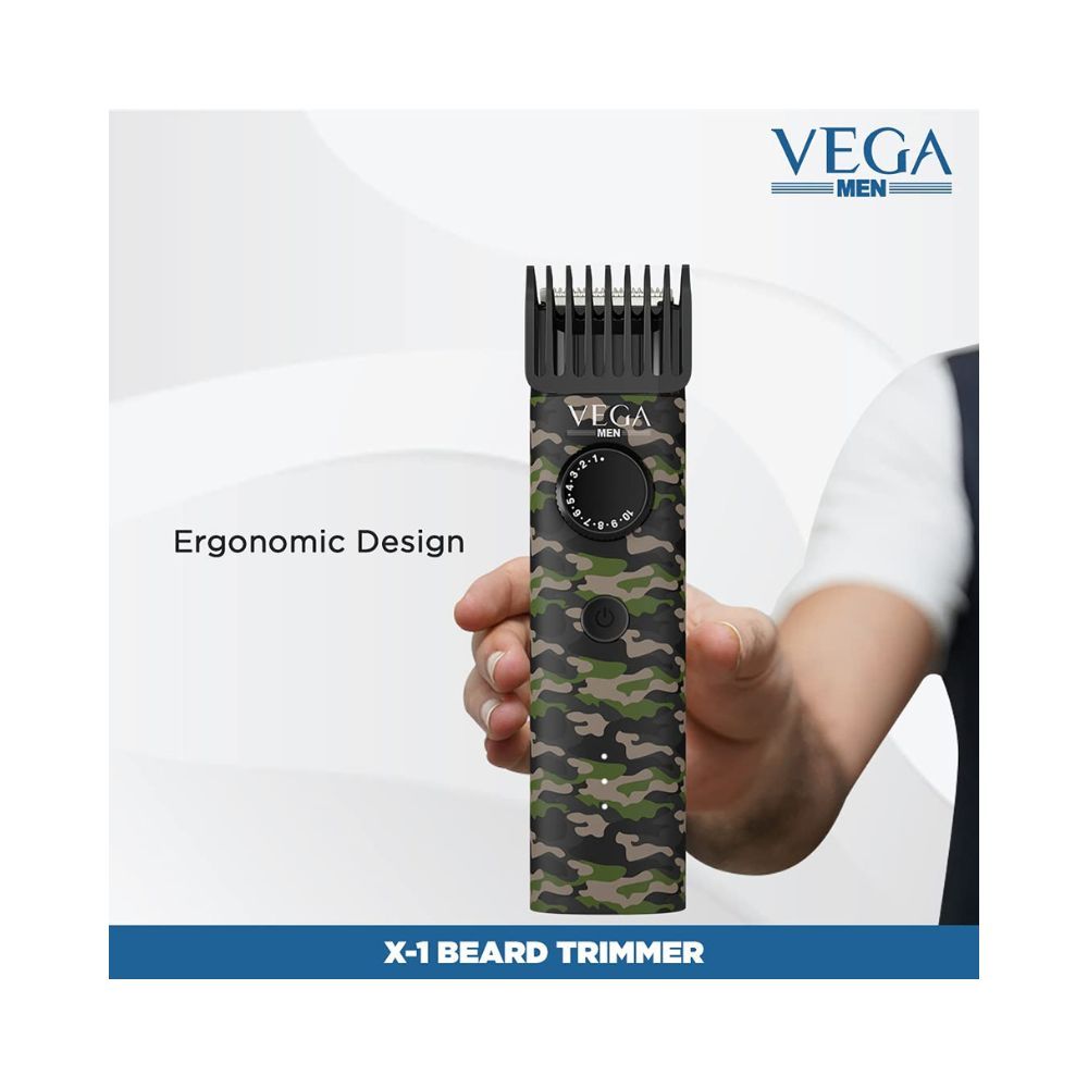Vega Men X1 Beard Trimmer For Men With Quick Charge, 90 Mins Run-time, Waterproof(VHTH-16)