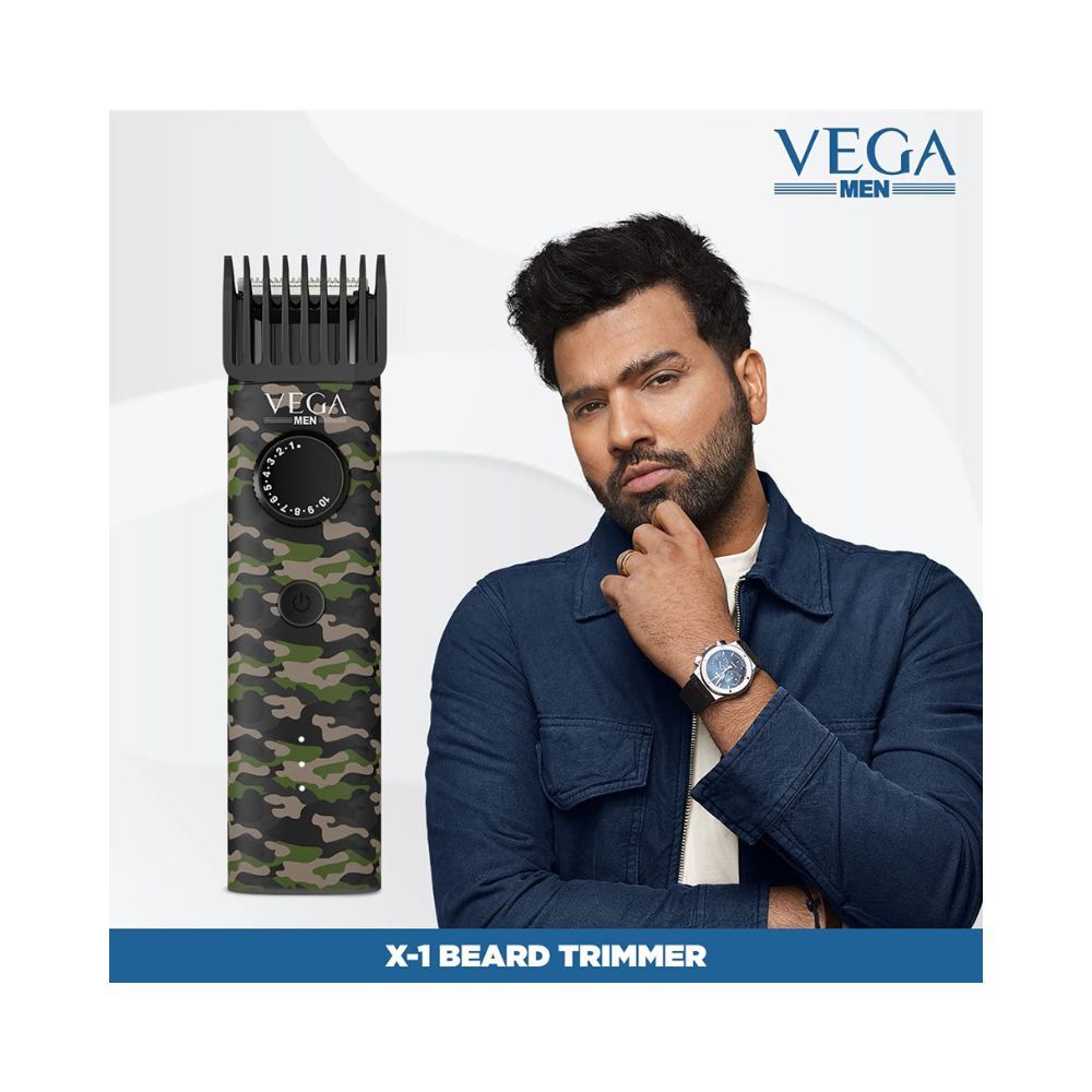 Vega Men X1 Beard Trimmer For Men With Quick Charge, 90 Mins Run-time, Waterproof(VHTH-16)