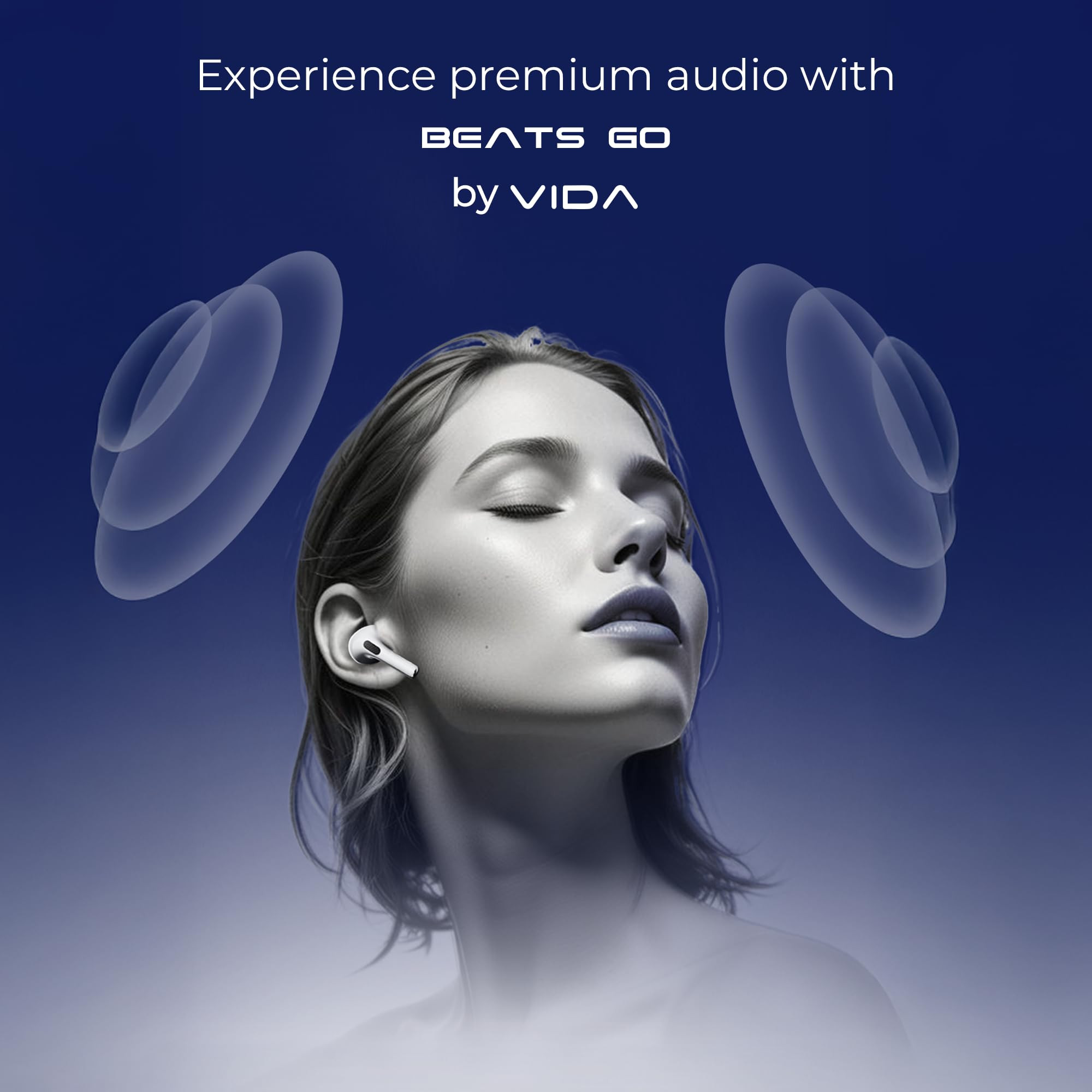 vida Beats Go - White  13mm Dynamic Drivers  Dual Speaker  40H Battery  Bluetooth 54  Type-C Fast Charging  Touch Control  Made in India
