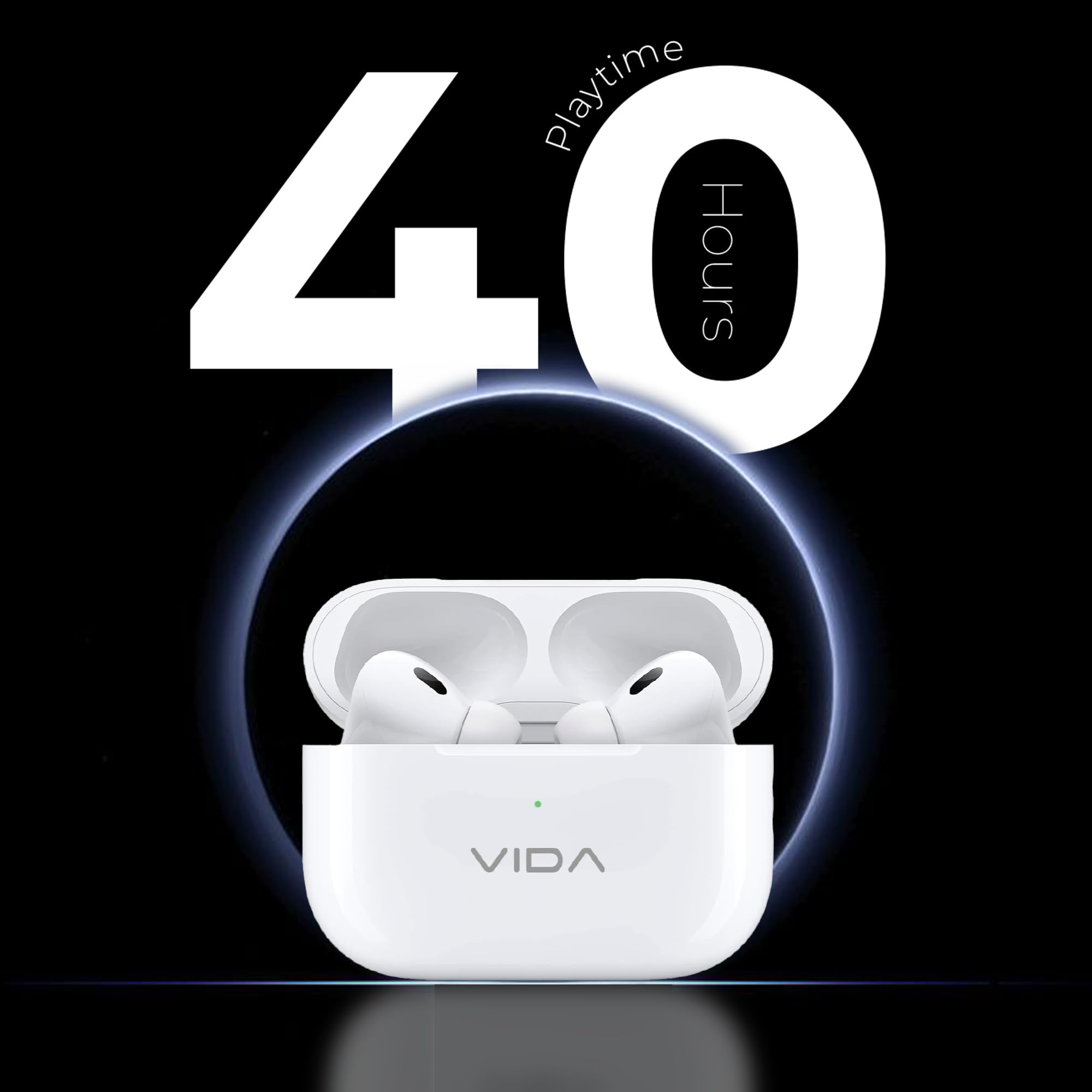 vida Beats Go - White  13mm Dynamic Drivers  Dual Speaker  40H Battery  Bluetooth 54  Type-C Fast Charging  Touch Control  Made in India