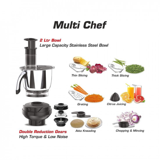 Vidiem ADC Mixer Grinder 579A (Black) | 750 watt Mixer grinder with 5 Jars in 1 Juicer | Leakproof Jars with self-lock for wet & dry spices, chutneys & curries | 5 Years Warranty | Mixie grinder