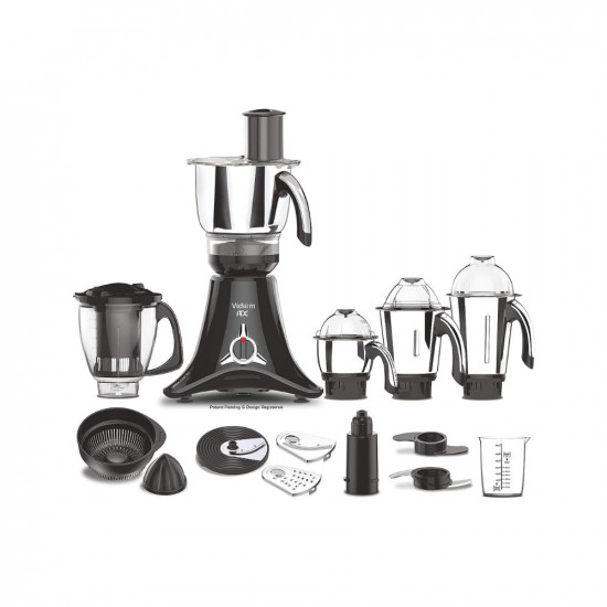 Vidiem ADC Mixer Grinder 579A (Black) | 750 watt Mixer grinder with 5 Jars in 1 Juicer | Leakproof Jars with self-lock for wet & dry spices, chutneys & curries | 5 Years Warranty | Mixie grinder