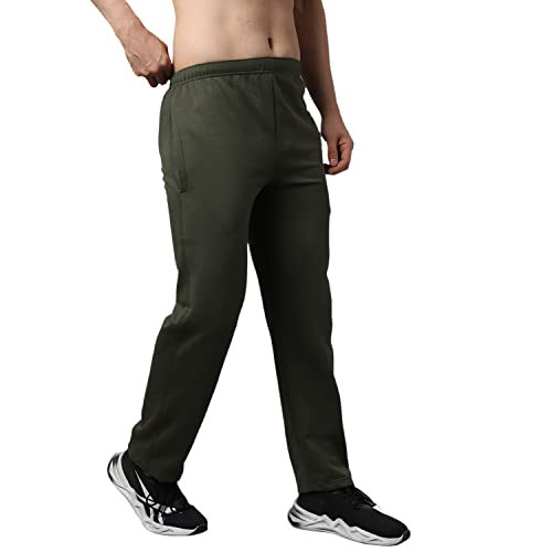 VIMAL JONNEY Fleece Regular Fit Olive Trackpant for Men