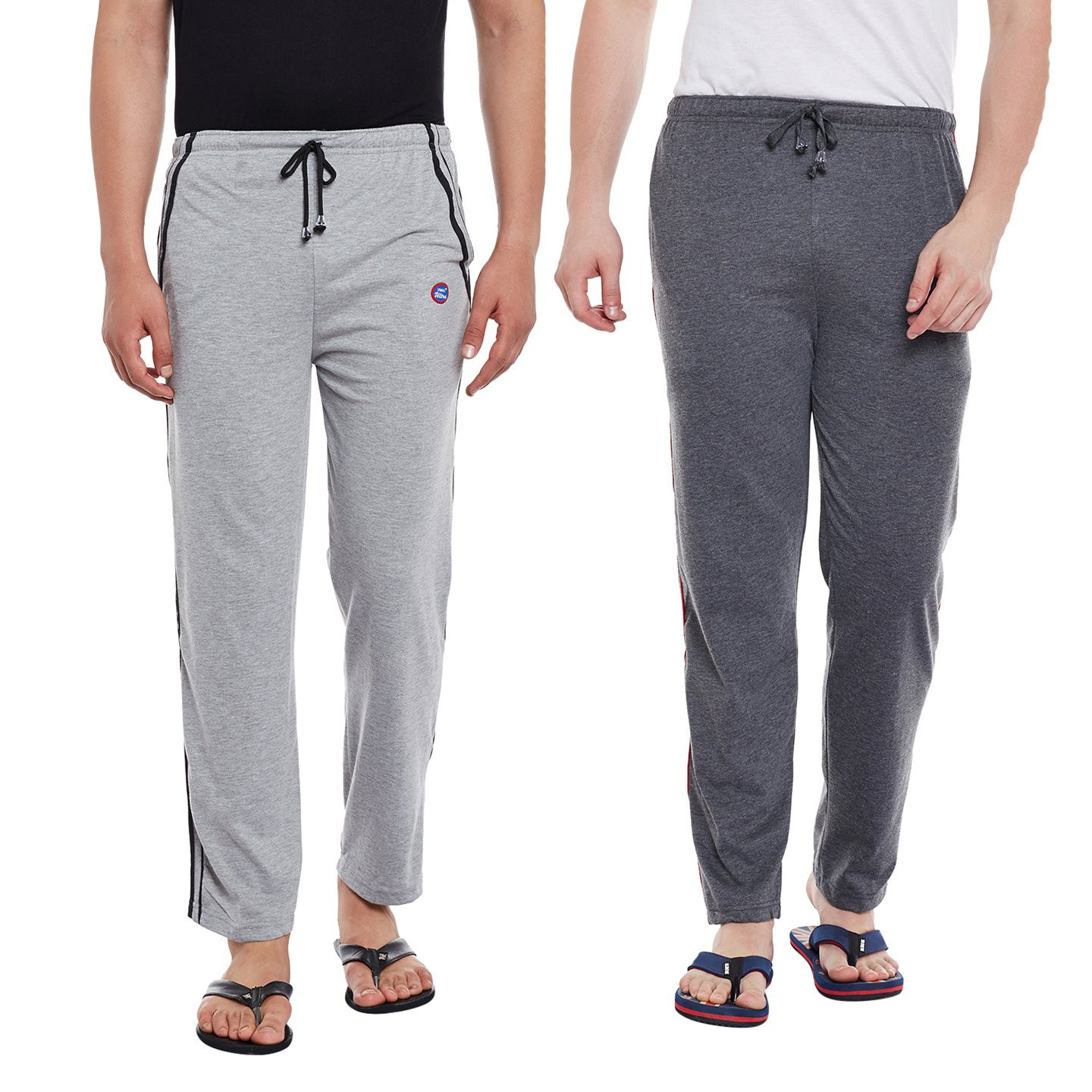 HERE&NOW Men Navy Peach & Black Printed Pure Cotton Track Pants at Best  Price