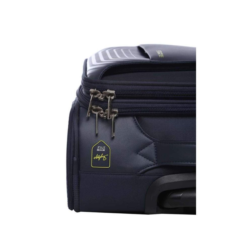 VIP Unisex Zip Closure 2 Compartment Soft Trolley (Navy_Free Size)