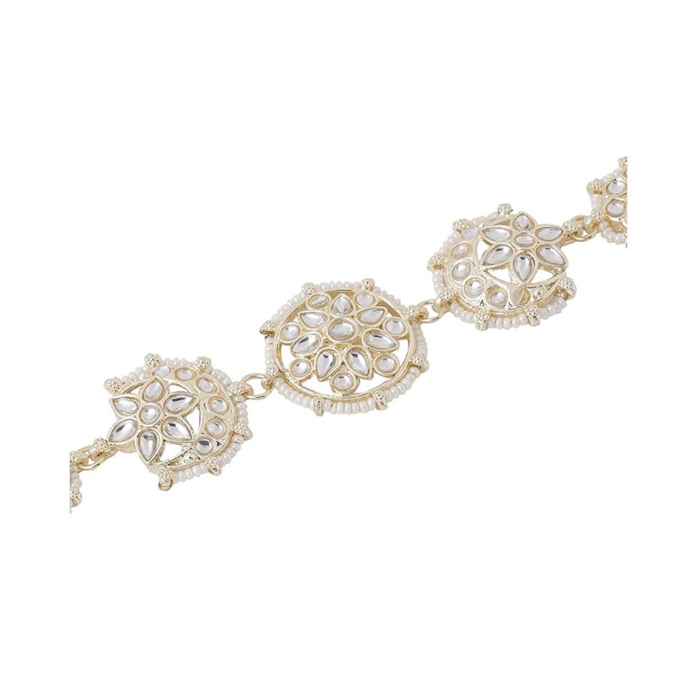 Viraasi Kundan Beaded Matha Patti Gold Plated Ethnic Matha Patti for Women