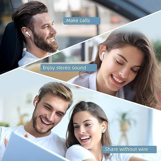 Vishtion Wireless Earbuds Bluetooth 51 TWS Earphones Full Touch Control Headphones Built-in Microphone Immersive Sound Quality Ensure Fast Stable  Connection Smart LED Headset Sports Bud white