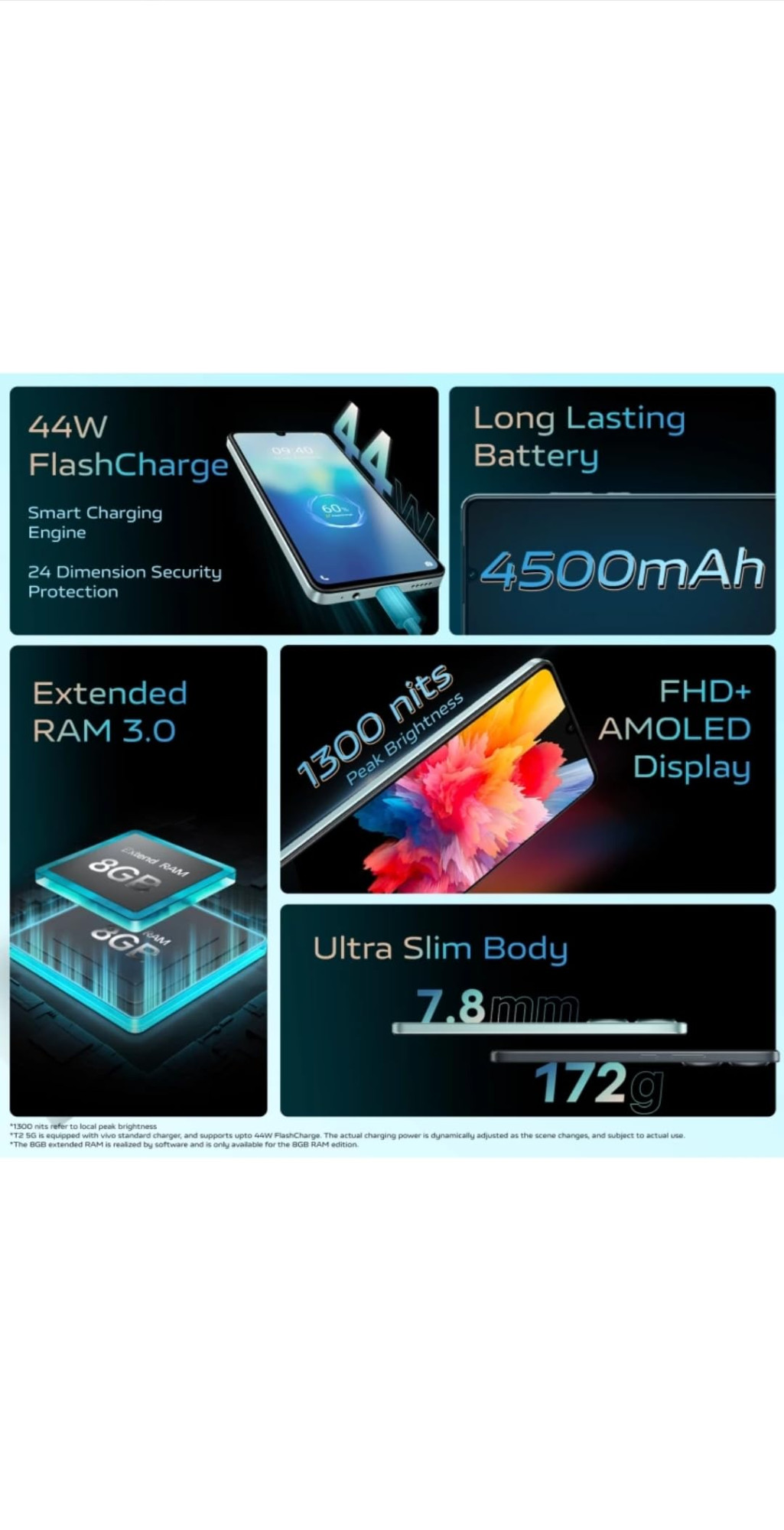 Vivo T2 5G Nitro Blaze 128 GB 8 GB RAM