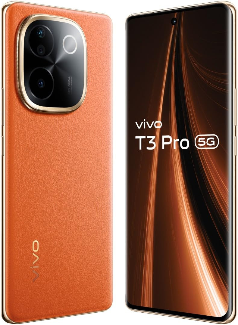 vivo T3 Pro 5G Sandstone Orange 8GB RAM 256GB Storage  Snapdragon 7 Gen 3 Processor  120Hz AMOLED Display  Dual Nano-SIM  5500mAh Battery