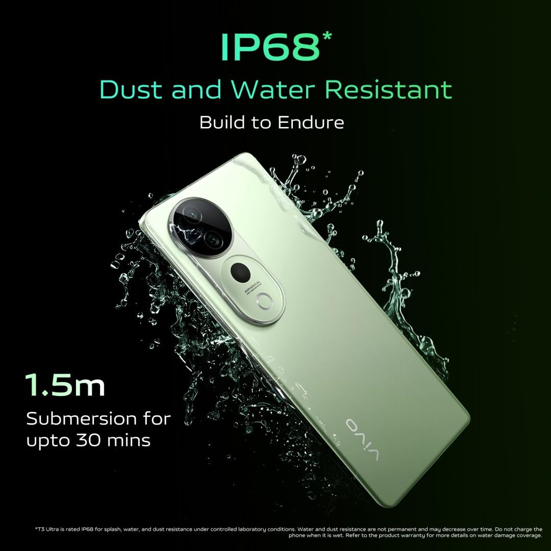 vivo T3 Ultra 5G Frost Green 8GB RAM 256GB Storage  MediaTek Dimensity 9200 Processor  AMOLED Display  Dual SIM  5500mAh Battery