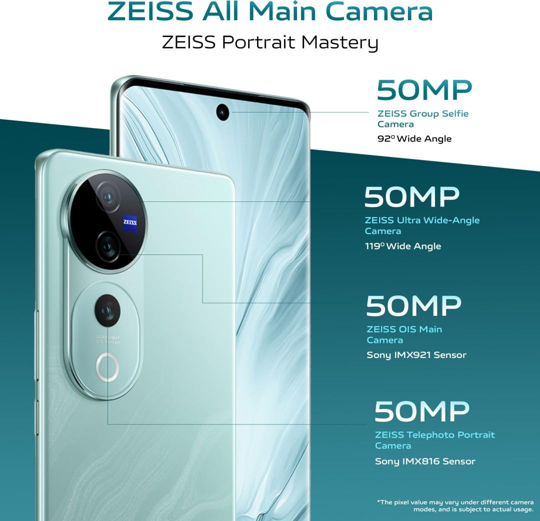 vivo V40 Pro 5G Blue 8GB RAM 256GB Storage  Mediatek Dimensity 9200 Processor  AMOLED Display  Dual Nano-SIM  5500mAh Battery