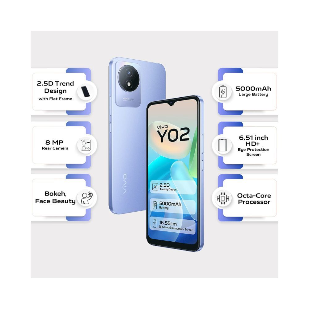 Vivo Y02 (blue, 3GB RAM, 32GB Storage)