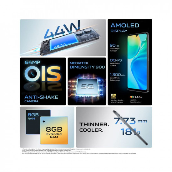 Vivo Y100 5G (Metal Black, 8GB RAM, 128GB Storage) with No Cost EMI/Additional Exchange Offers