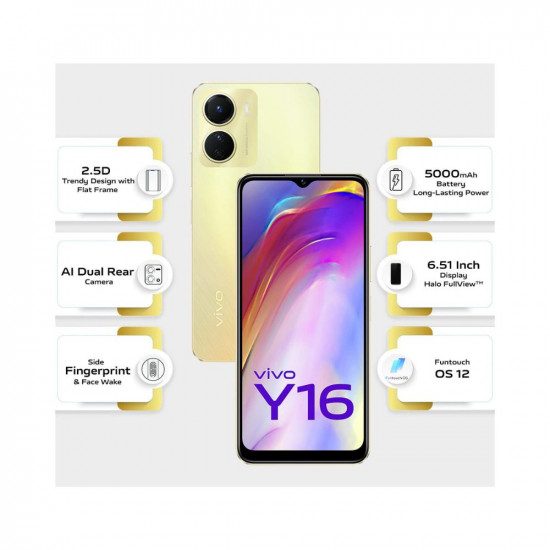 Vivo Y16 (Drizzling Gold, 128 GB) (4 GB RAM)