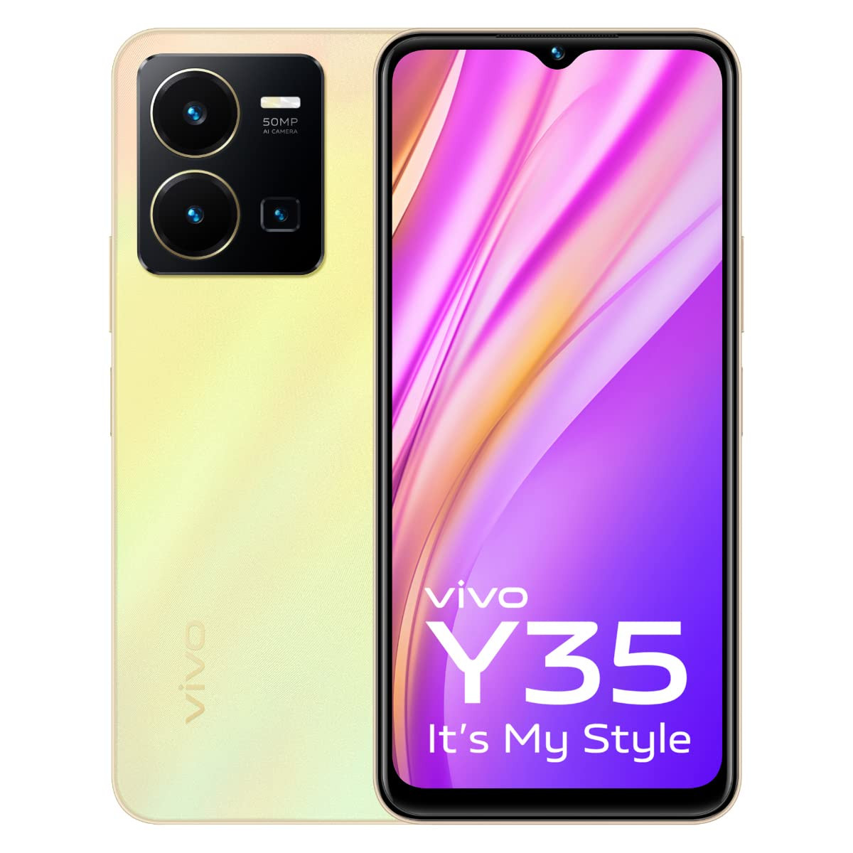 Vivo Y35 Dawn Gold 8GB RAM 128GB Storage with No Cost EMIAdditional Exchange Offers