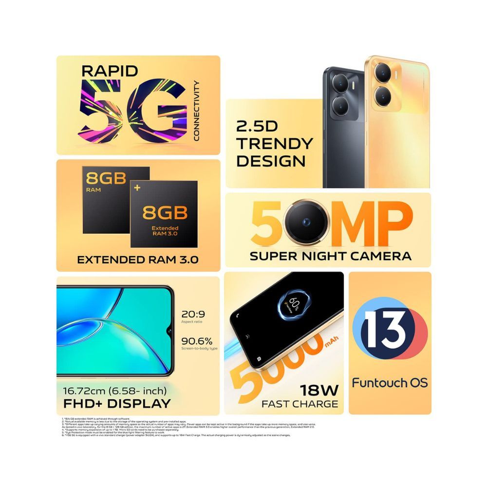 Vivo Y56 5G (Gold, 8GB RAM, 128GB Storage)