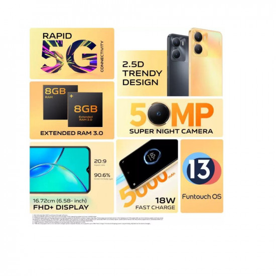 Vivo Y56 5G (Orange Shimmer, 8GB RAM, 128GB Storage)