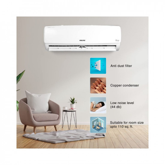 Voltas 1 Ton 3 Star, Inverter Split AC(Copper, 4-in-1 Adjustable Mode, Anti-dust Filter, 2023 Model, 123V Vectra Elegant, White)