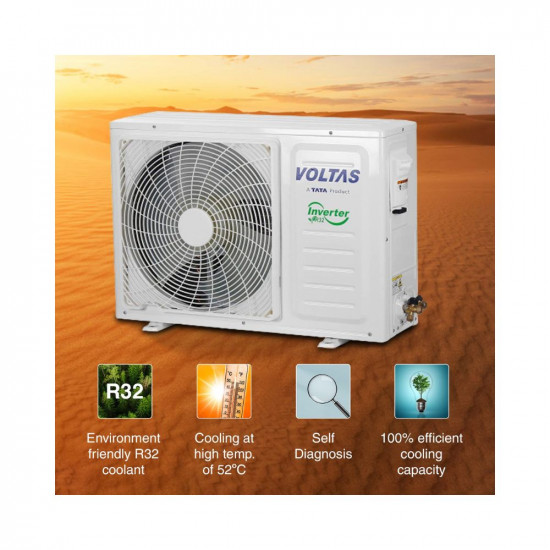Voltas 1 Ton 3 Star, Inverter Split AC(Copper, 4-in-1 Adjustable Mode, Anti-dust Filter, 2023 Model, 123V Vectra Elegant, White)