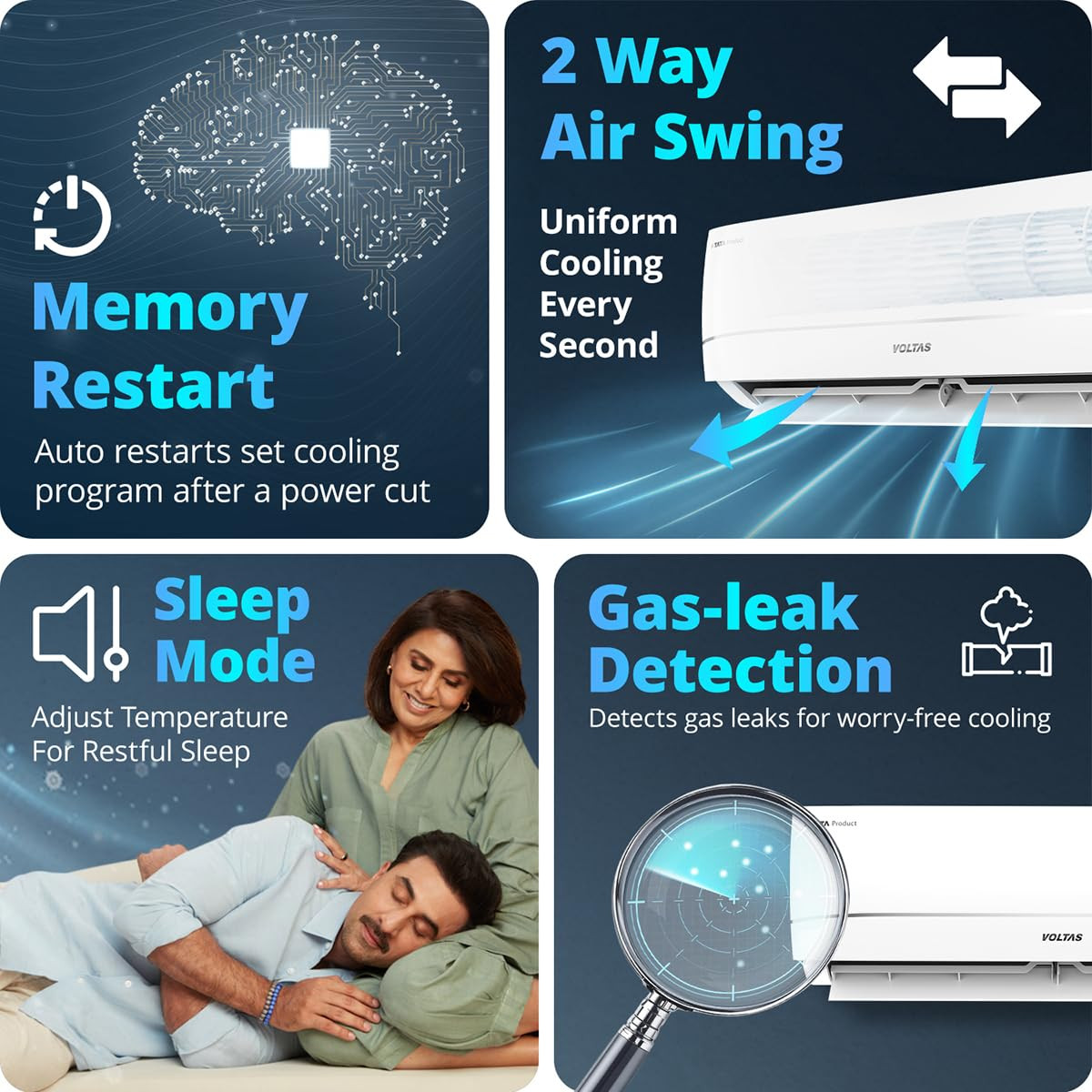 Voltas 15 ton 3 starNew star rated Rating Inverter Split AC Copper Convertible 5-in-1 Cooling Mode 2-Way Air Swing Anti-dust Filter with Anti Microbial Coating Auto Clean 183INV CAV White