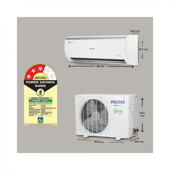 Voltas 2 Ton 3 Star, Inverter Split AC(Copper, 4-in-1 Adjustable Mode, Anti-dust Filter, 2023 Model, 243V Vectra Elite, White)