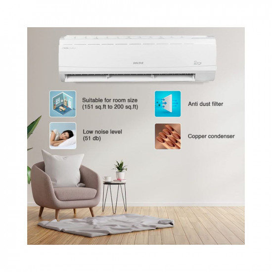 Voltas 2 Ton 5 Star, Inverter Split AC(Copper,4-in-1 Adjustable Mode, Anti-dust Filter, 2023 Model, 245V Vectra Plus, White)