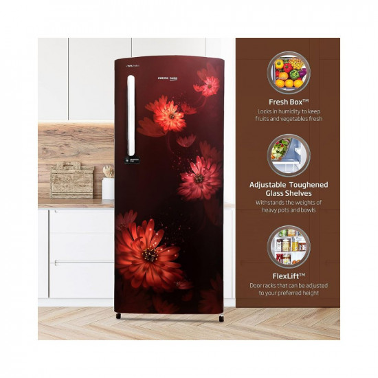 Voltas Beko 200 L 4 star Direct Cool Refrigerator, Dahlia Wine (RDC220B60/DWEXXXXSG)