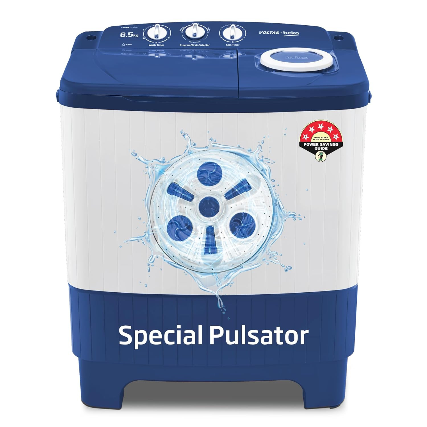 Voltas Beko 65 kg Semi Automatic Top Load Washing Machine WTT65UNXOK3I0I0W01 Blue